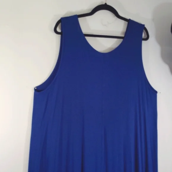 2X Roaman's Maxi Dress 26/28 Beautiful Flowy Sharkbite Hem Blue Soft Comy Long - Picture 8 of 10